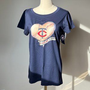 NWT Minnesota Twins Tiny Turnip Navy Heart Banner T-Shirt